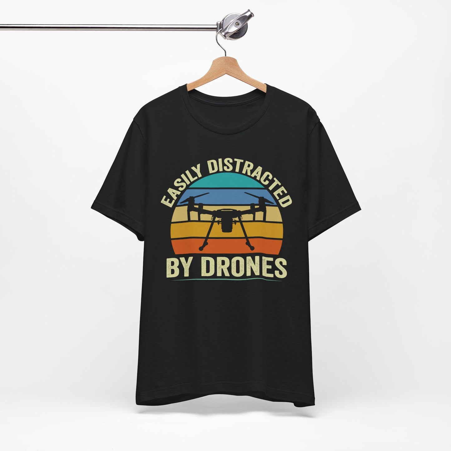 Easily Distracted By Drones T-Shirt, Drone Shirt, Aerial Photography, Drone Operators, Remote Pilot Gift, Retro Drone Design, Drone Gift