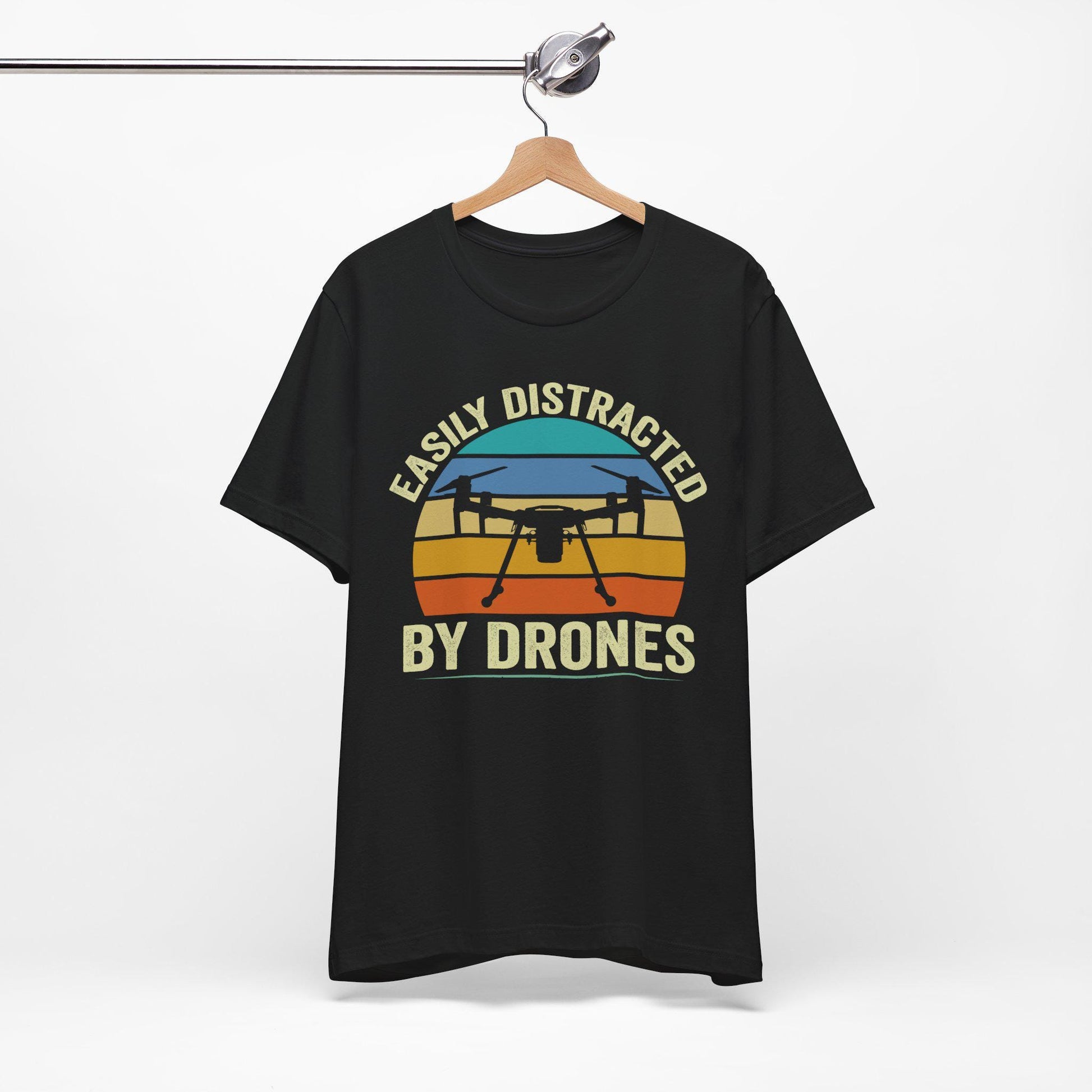 Easily Distracted By Drones T-Shirt, Drone Shirt, Aerial Photography, Drone Operators, Remote Pilot Gift, Retro Drone Design, Drone Gift