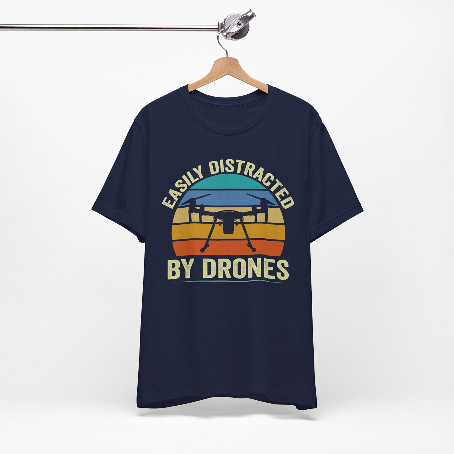 Easily Distracted By Drones T-Shirt, Drone Shirt, Aerial Photography, Drone Operators, Remote Pilot Gift, Retro Drone Design, Drone Gift