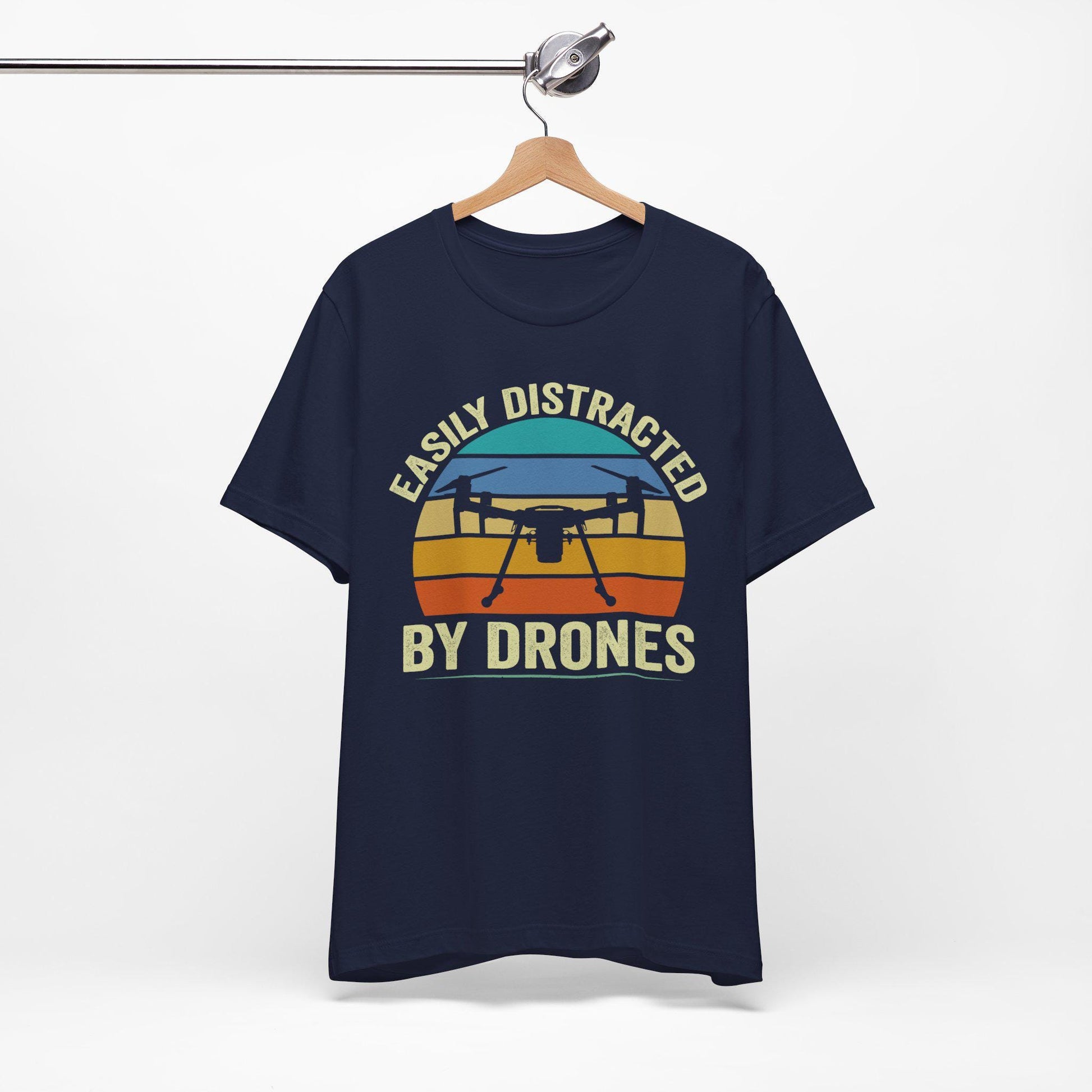 Easily Distracted By Drones T-Shirt, Drone Shirt, Aerial Photography, Drone Operators, Remote Pilot Gift, Retro Drone Design, Drone Gift
