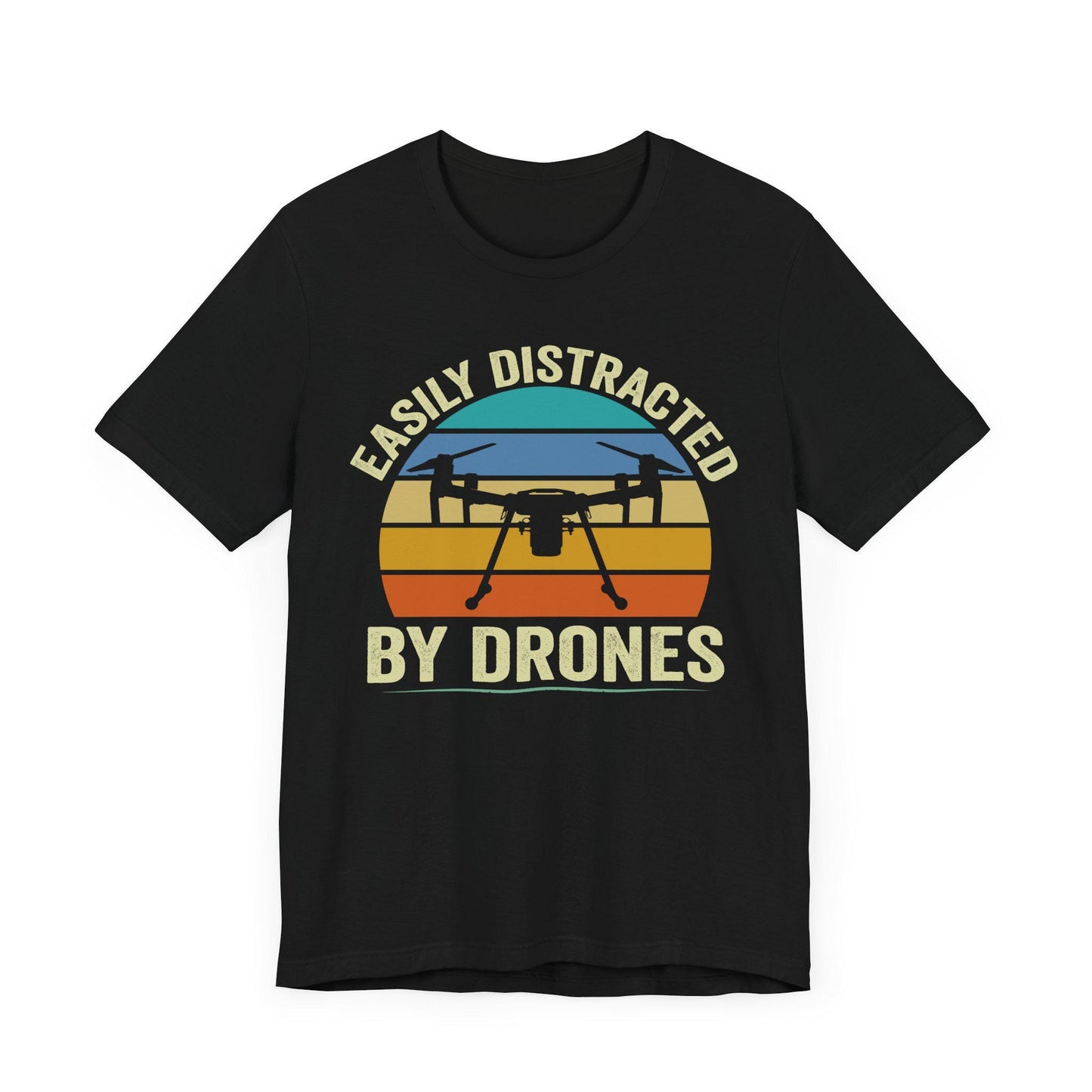 Easily Distracted By Drones T-Shirt, Drone Shirt, Aerial Photography, Drone Operators, Remote Pilot Gift, Retro Drone Design, Drone Gift