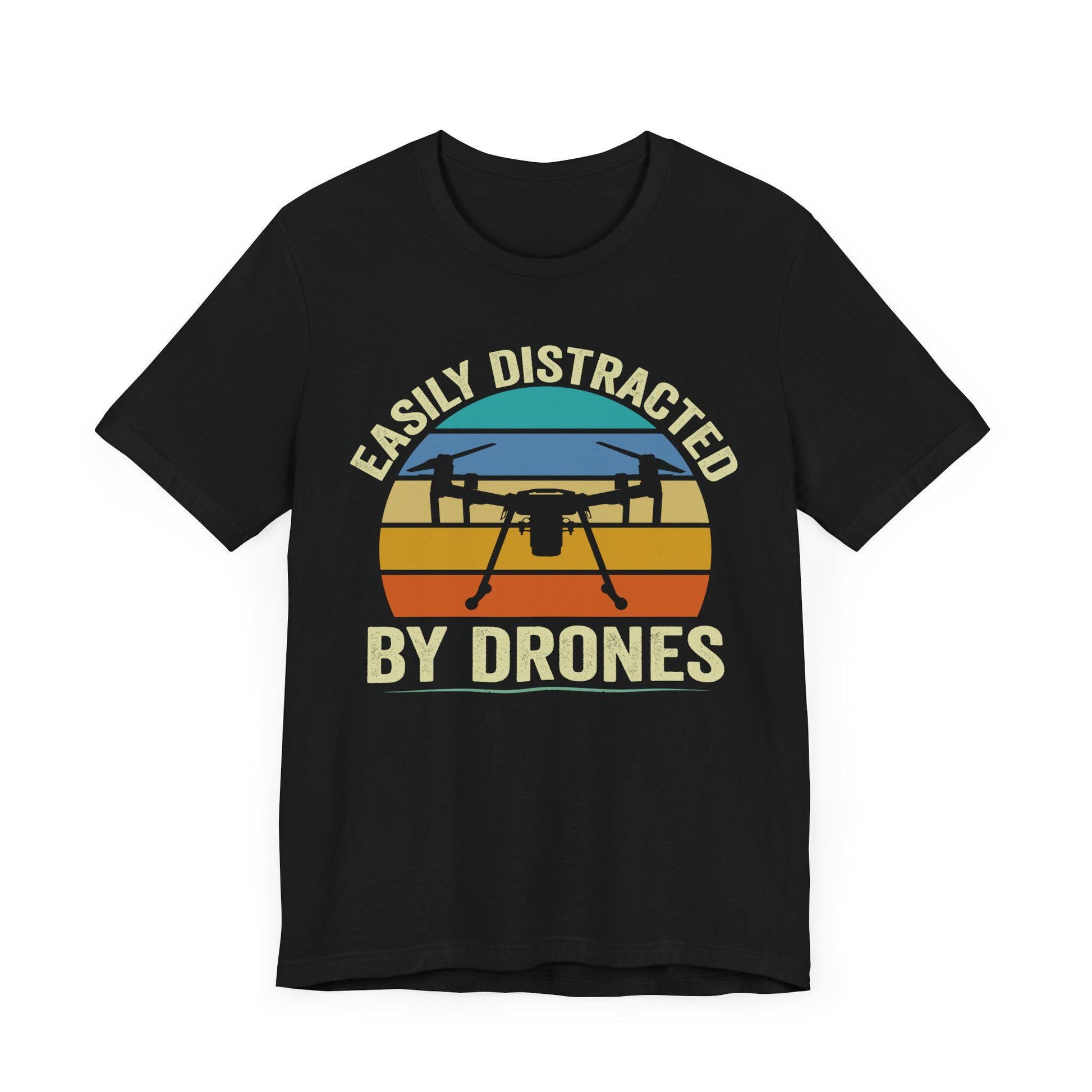 Easily Distracted By Drones T-Shirt, Drone Shirt, Aerial Photography, Drone Operators, Remote Pilot Gift, Retro Drone Design, Drone Gift