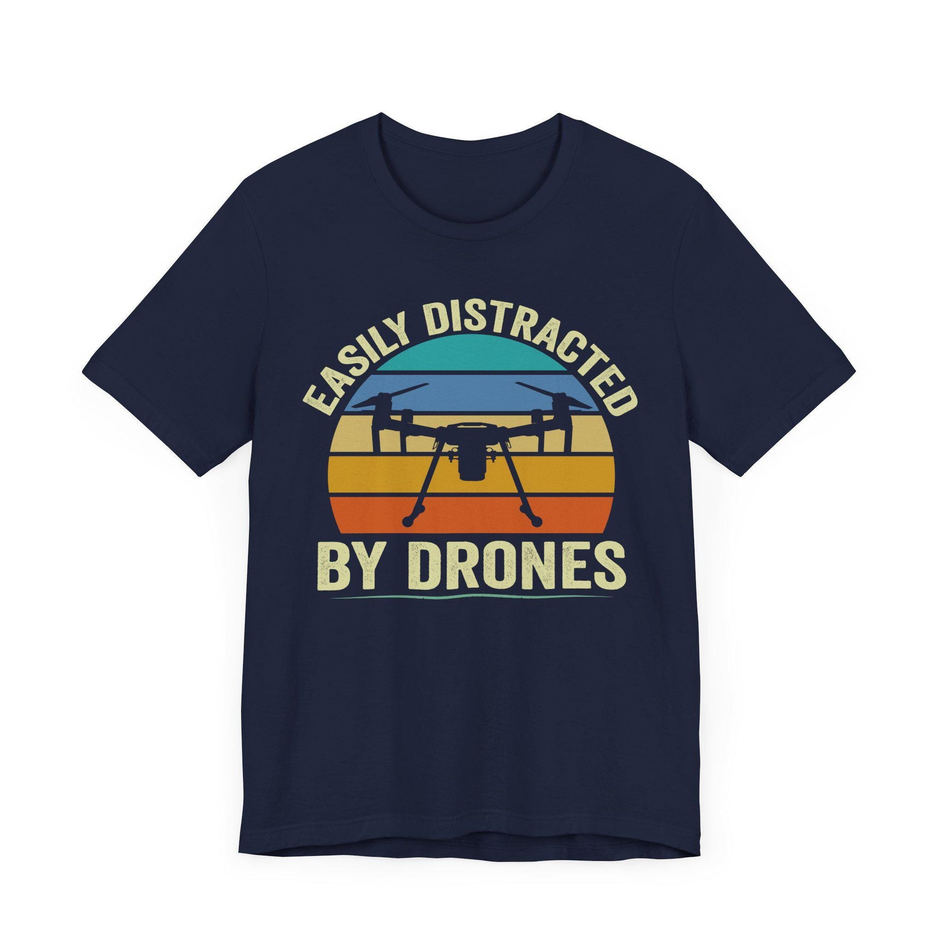 Easily Distracted By Drones T-Shirt, Drone Shirt, Aerial Photography, Drone Operators, Remote Pilot Gift, Retro Drone Design, Drone Gift