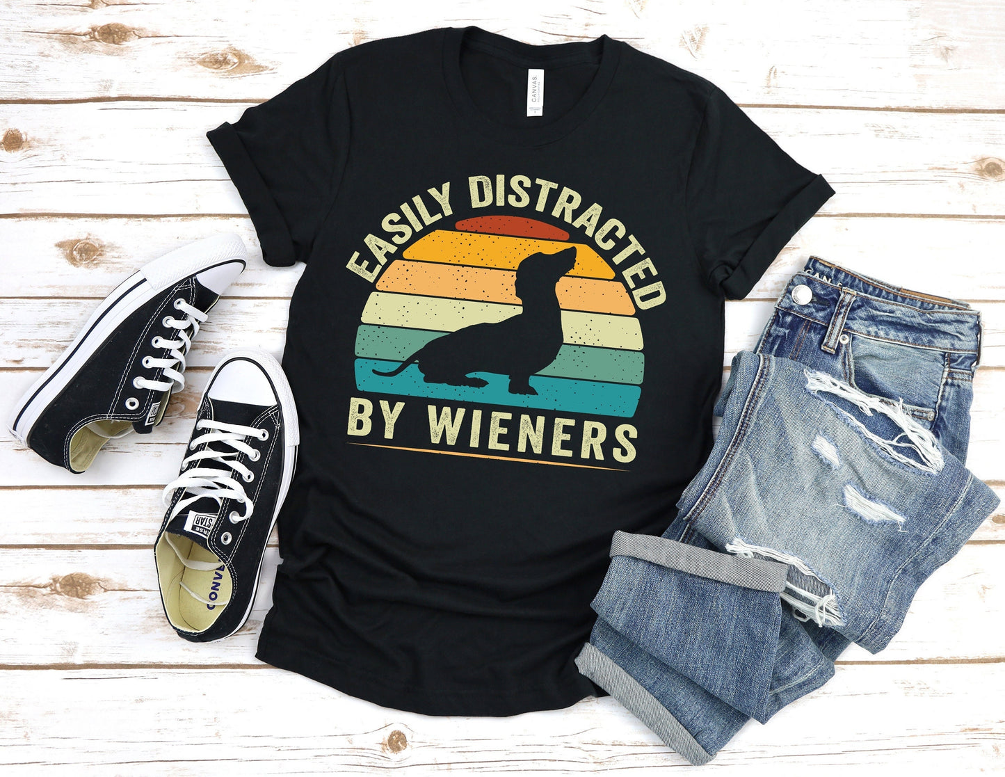 Easily Distracted by Wieners T-Shirt, Dachshund Dog Shirt, Funny Dachshund Shirt, Easily Distracted By Wieners Shirt, Wiener Lovers Shirt