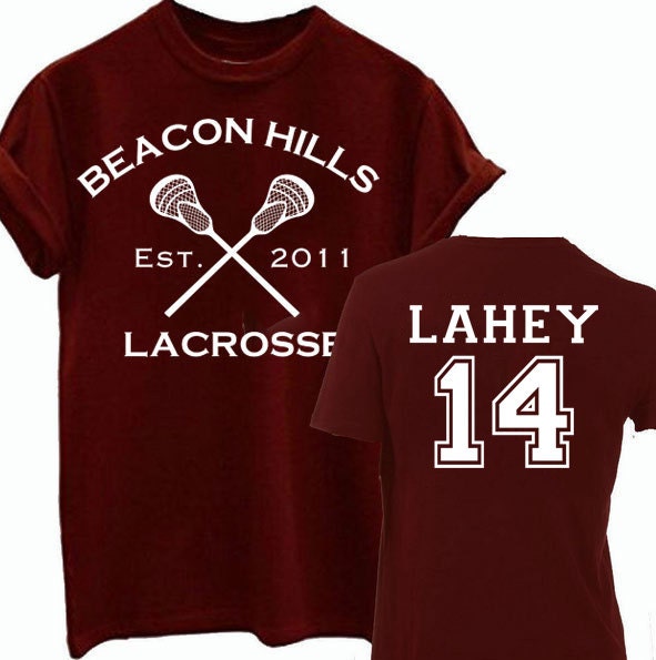Isaac Lahey 14 Teen Wolf Beacon Hills Inspired Lacrosse Adult Fashion T-Shirt - Maroon