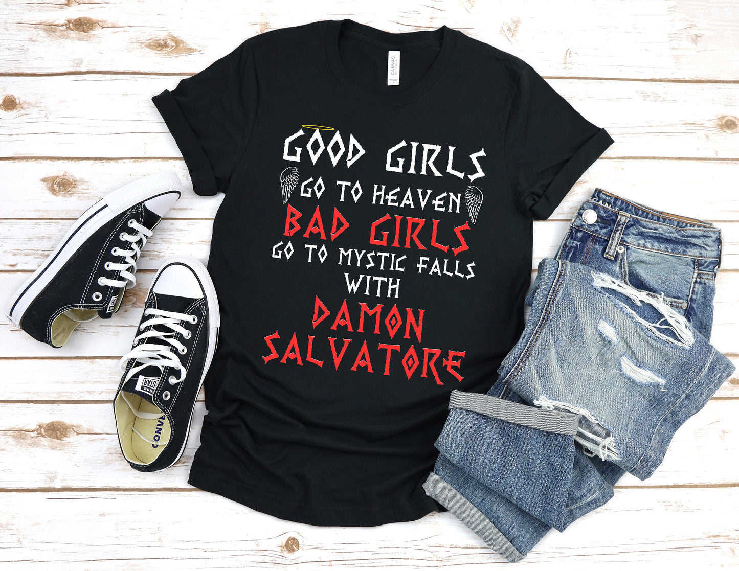 Good Girls Go To Heaven Bad Girls Go To Mystic Falls With Damon Salvatore T-Shirt, The Originals Vampire Inspired T-Shirt