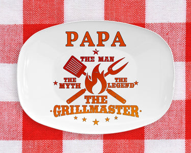 Personalized BBQ Platter, The Man The Myth The Legend The Grillmaster Platter, Customize Any Name, Backyard Bar & Grill Personalized Platter