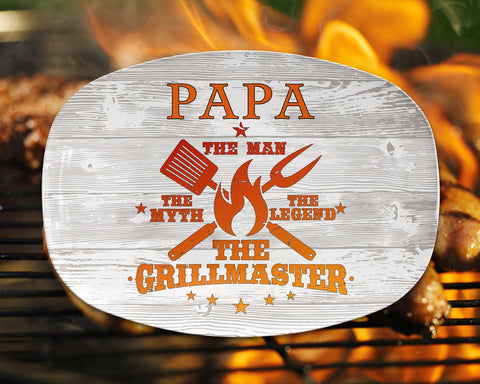 Image of Personalized BBQ Platter, The Man The Myth The Legend The Grillmaster Platter, Customize Any Name, Backyard Bar & Grill Personalized Platter