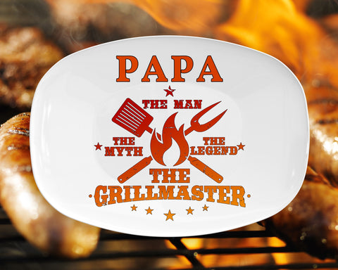 Image of Personalized BBQ Platter, The Man The Myth The Legend The Grillmaster Platter, Customize Any Name, Backyard Bar & Grill Personalized Platter