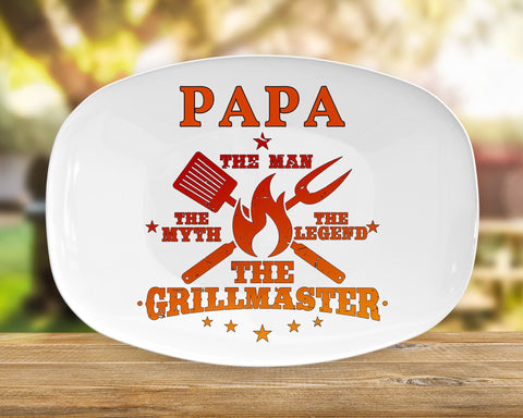 Image of Personalized BBQ Platter, The Man The Myth The Legend The Grillmaster Platter, Customize Any Name, Backyard Bar & Grill Personalized Platter