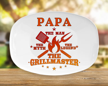 Personalized BBQ Platter, The Man The Myth The Legend The Grillmaster Platter, Customize Any Name, Backyard Bar & Grill Personalized Platter