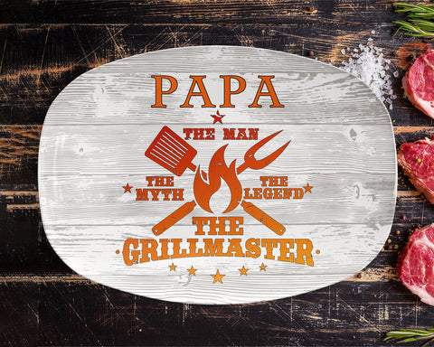 Image of Personalized BBQ Platter, The Man The Myth The Legend The Grillmaster Platter, Customize Any Name, Backyard Bar & Grill Personalized Platter