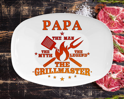 Image of Personalized BBQ Platter, The Man The Myth The Legend The Grillmaster Platter, Customize Any Name, Backyard Bar & Grill Personalized Platter