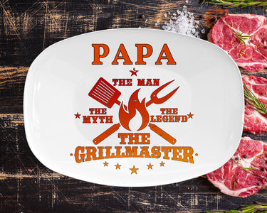 Personalized BBQ Platter, The Man The Myth The Legend The Grillmaster Platter, Customize Any Name, Backyard Bar & Grill Personalized Platter