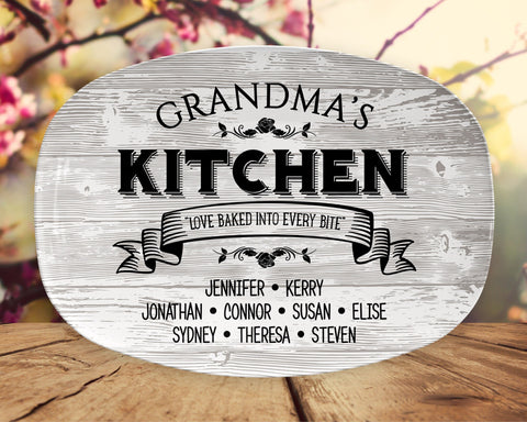 Image of Personalized Serving Platter, Grandma's Kitchen With Grandkids Names, Custom Serving Tray, Gift For Grandma, Nana, Mamaw, Abuela Gift