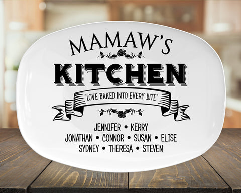 Image of Personalized Serving Platter, Grandma's Kitchen With Grandkids Names, Custom Serving Tray, Gift For Grandma, Nana, Mamaw, Abuela Gift