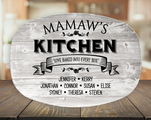 Image of Personalized Serving Platter, Grandma's Kitchen With Grandkids Names, Custom Serving Tray, Gift For Grandma, Nana, Mamaw, Abuela Gift