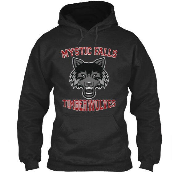 Mystic Falls Timberwolves Salvatore 17 Hoodie, Vampire Diaries Inspired Design, Mystic Falls High School, Virginia, Salvatore 17