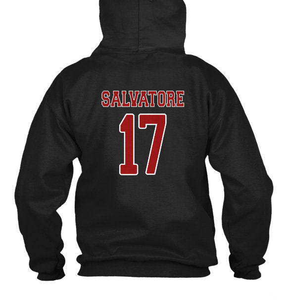 Mystic Falls Timberwolves Salvatore 17 Hoodie, Vampire Diaries Inspired Design, Mystic Falls High School, Virginia, Salvatore 17