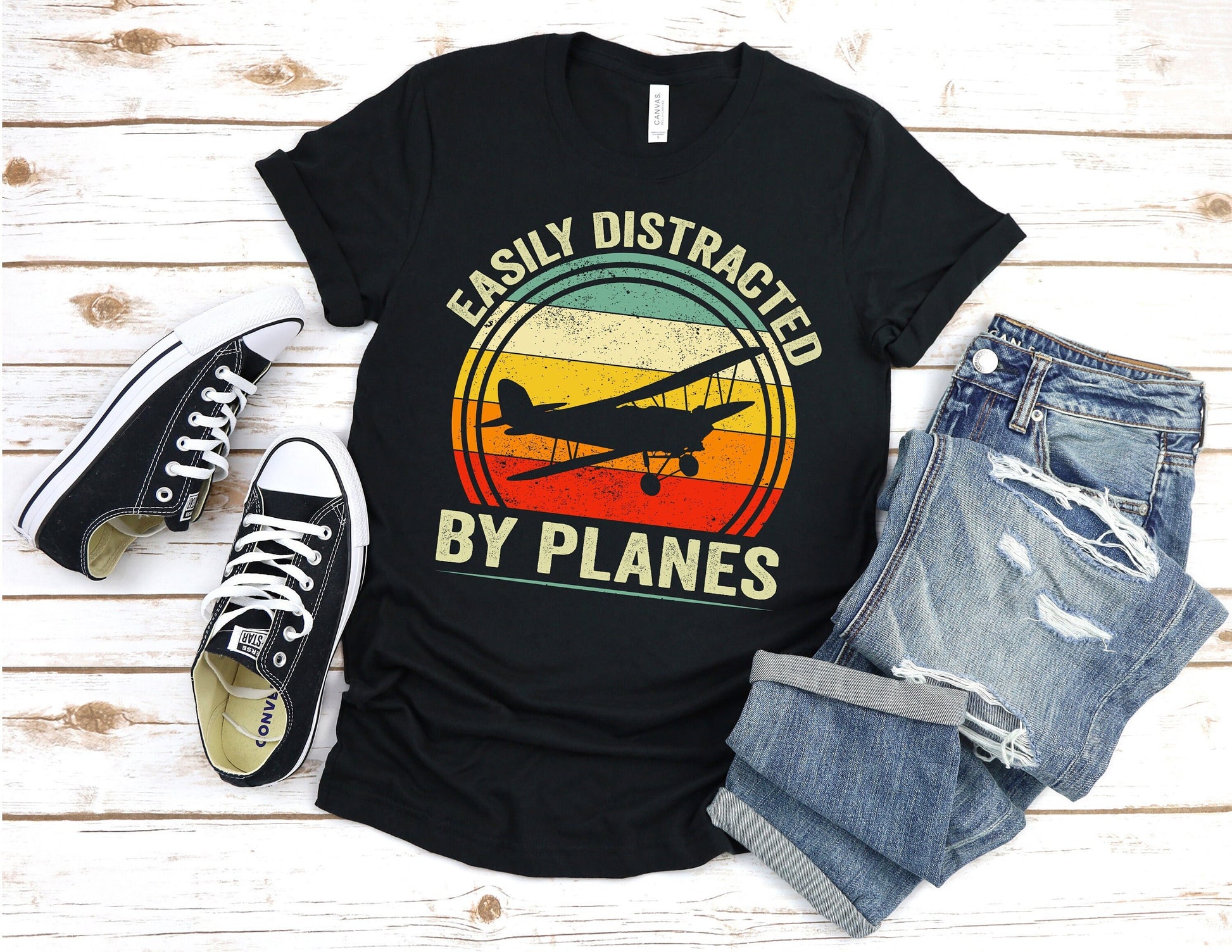 Easily Distracted By Planes T-Shirt, Airplane Shirt, Funny Airplane Shirt, Easily Distracted By Planes Shirt, Air Show Shirt