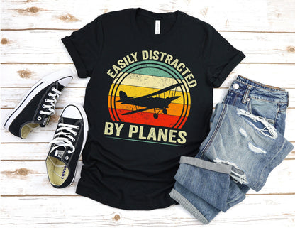 Easily Distracted By Planes T-Shirt, Airplane Shirt, Funny Airplane Shirt, Easily Distracted By Planes Shirt, Air Show Shirt