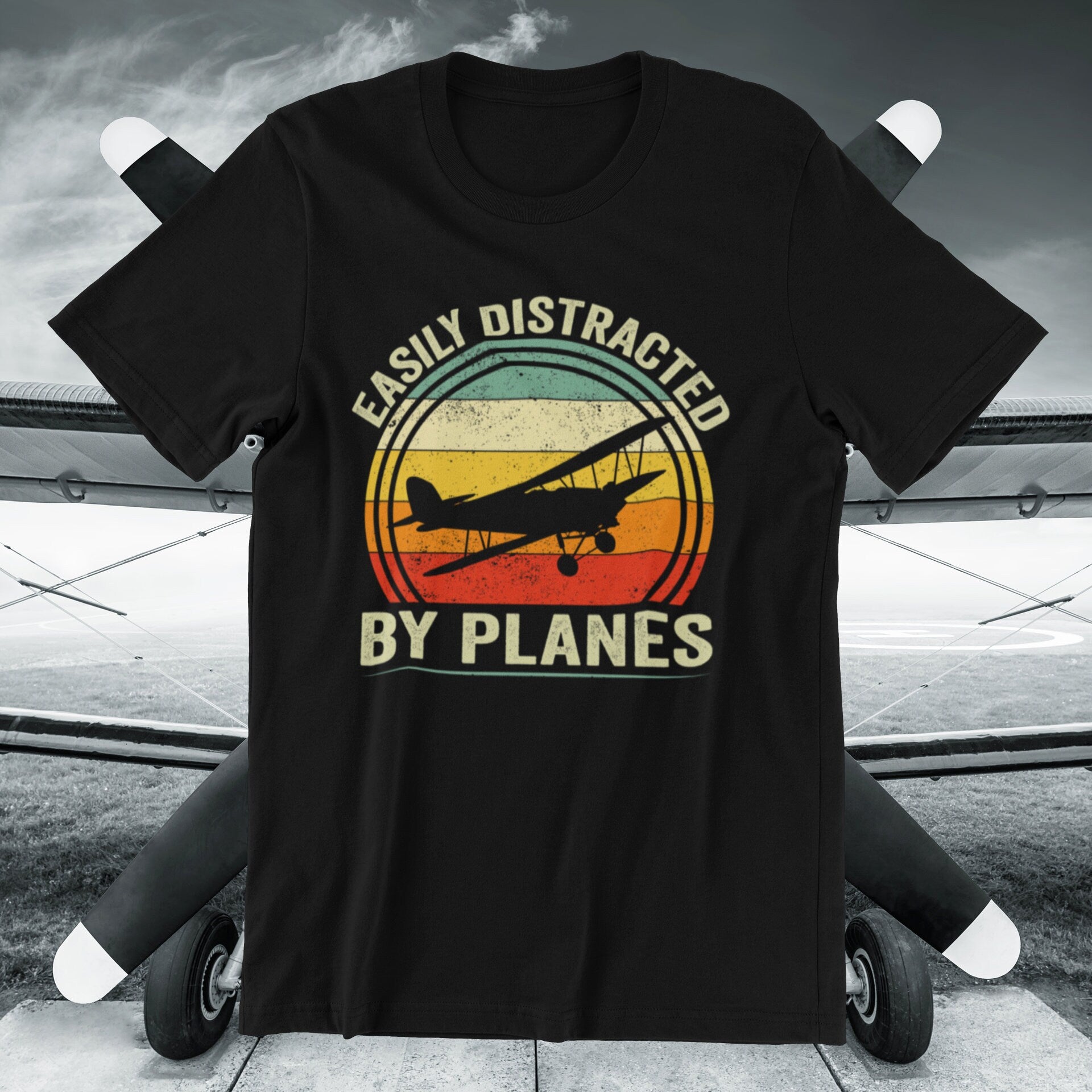 Easily Distracted By Planes T-Shirt, Airplane Shirt, Funny Airplane Shirt, Easily Distracted By Planes Shirt, Air Show Shirt