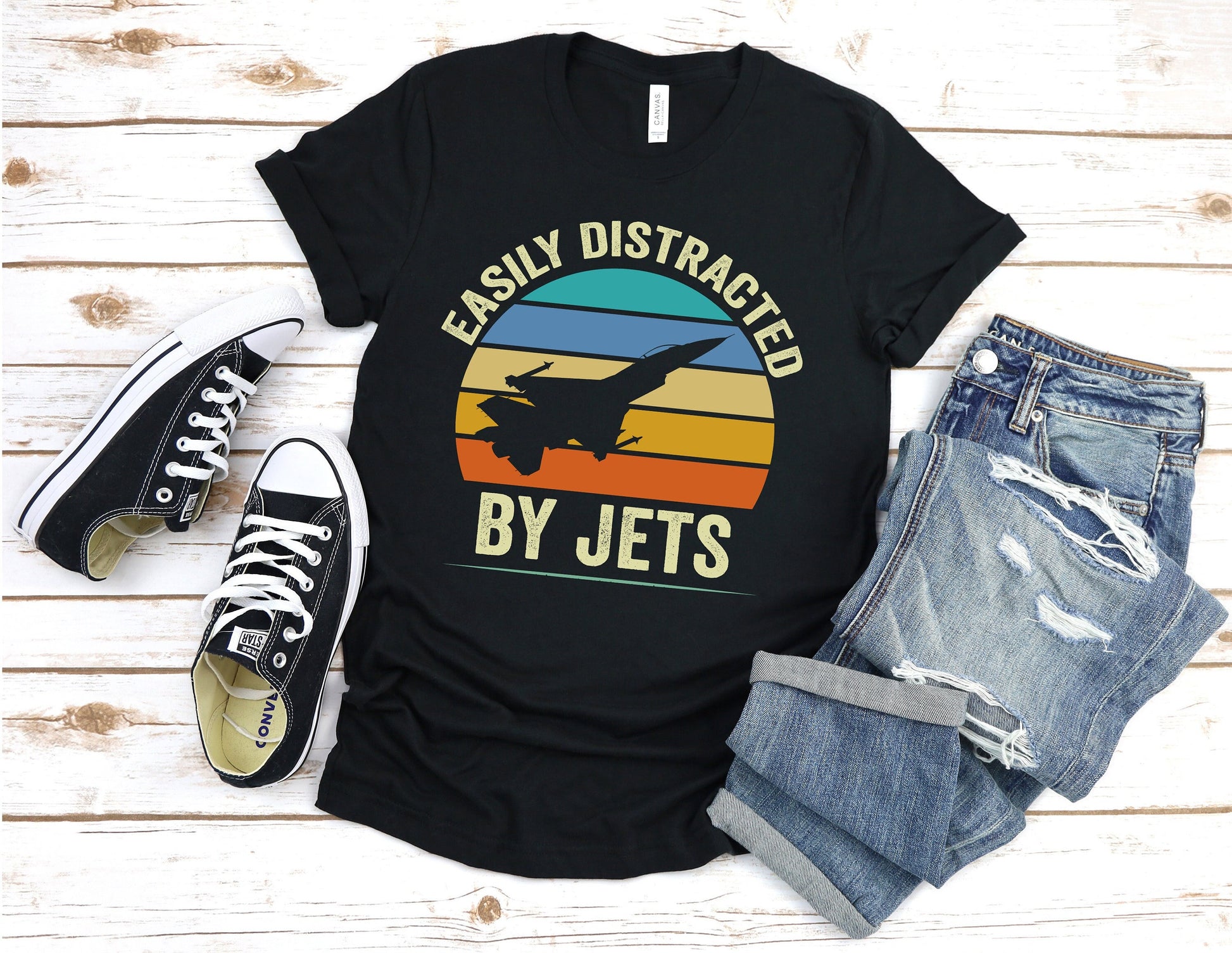 Easily Distracted By Jets T-Shirt, Jet Shirt, Funny Jets Shirt, Easily Distracted By Jets Shirt, Fighter Jet Shirt, Air Show Shirt, Jet Gift