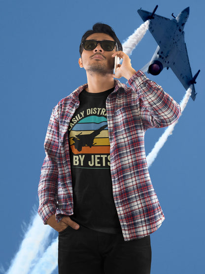 Easily Distracted By Jets T-Shirt, Jet Shirt, Funny Jets Shirt, Easily Distracted By Jets Shirt, Fighter Jet Shirt, Air Show Shirt, Jet Gift