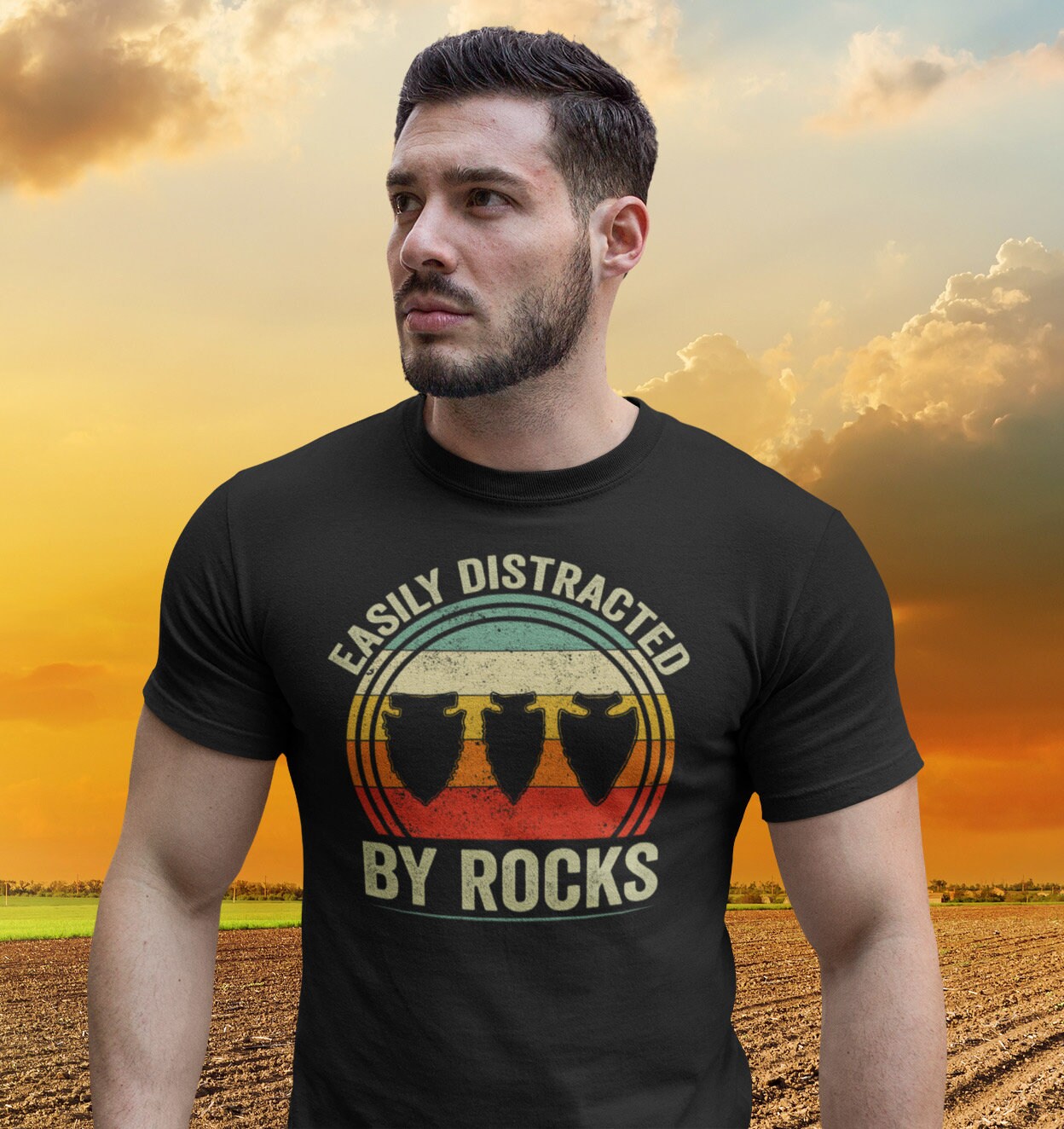 Easily Distracted By Rocks T-Shirt, Arrowhead Hunting, Rockhounding Shirt, Ancient Artifacts Hunting Shirt