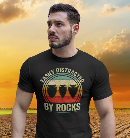 Easily Distracted By Rocks T-Shirt, Arrowhead Hunting, Rockhounding Shirt, Ancient Artifacts Hunting Shirt
