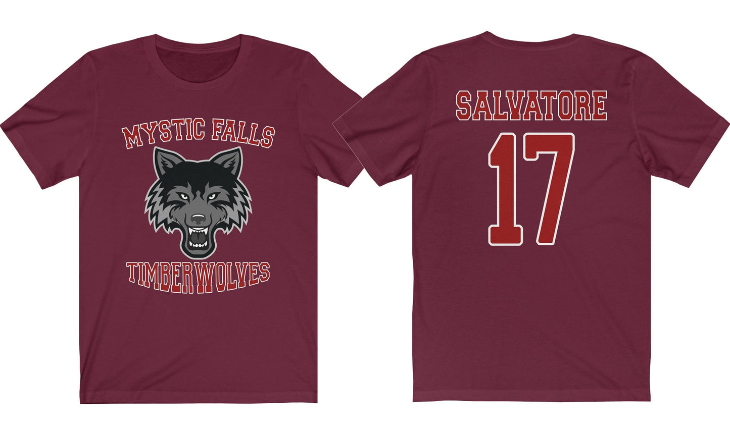 Mystic Falls Timberwolves Salvatore 17 T-Shirt, Vampire Diaries Inspired Design, Mystic Falls High School Virginia, Salvatore 17