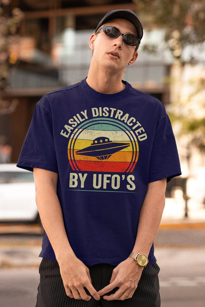 Easily Distracted By UFO's T-Shirt, Alien Shirt, Funny UFO Shirt, Easily Distracted By UFO's Shirt, Alien Spacecraft Shirt