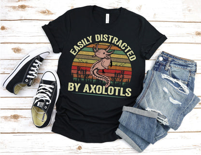 Easily Distracted By Axolotls T-Shirt, Axolotl Shirt, Mexican Walking Fish Shirt, Salamander Shirt, Axolotls Shirt