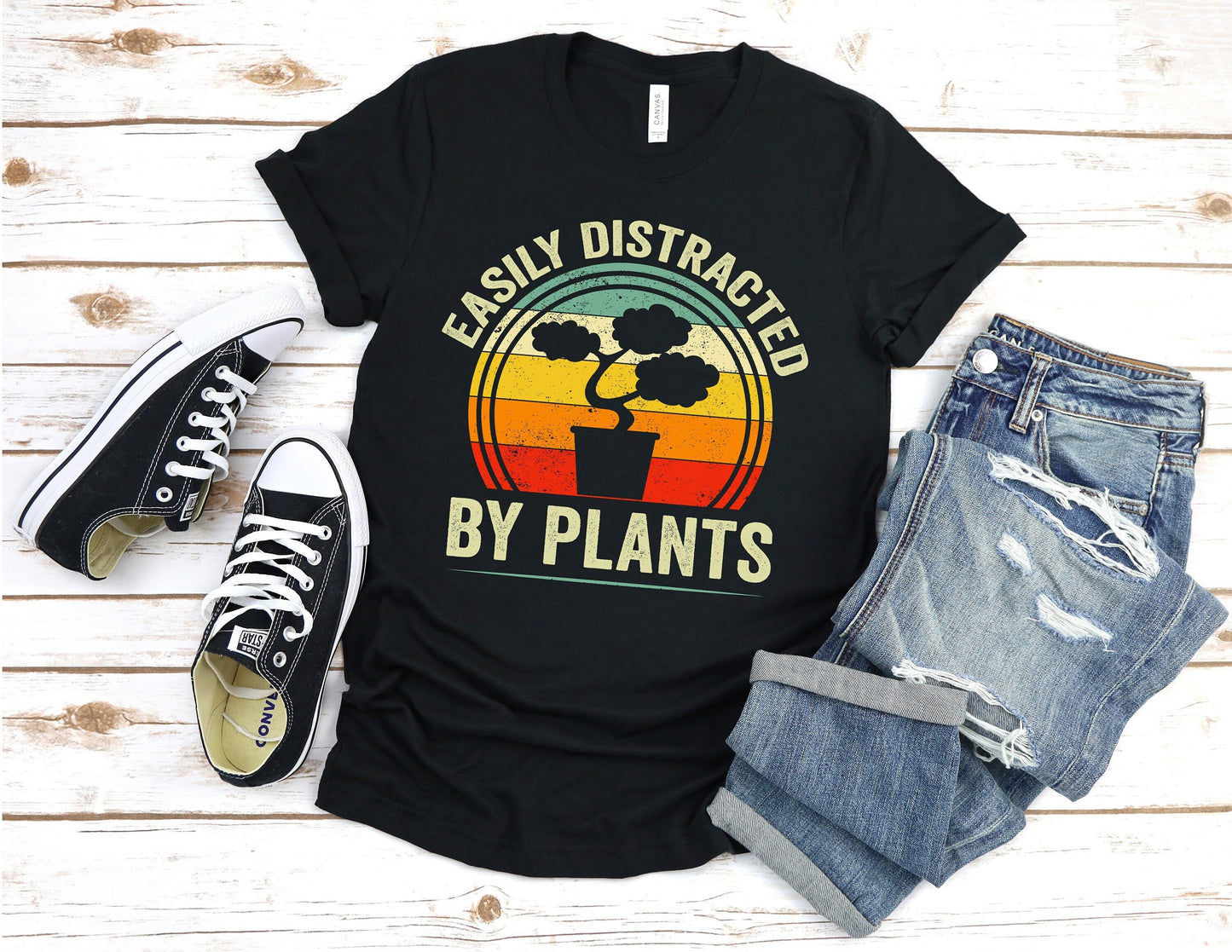 Easily Distracted By Plants T-Shirt, Plant Shirt, Funny Gardening Shirt, Easily Distracted By Plants Shirt, Bonsai Tree Shirt