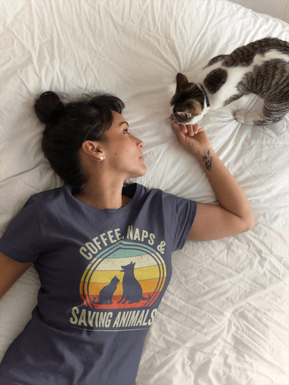 Vet Coffee Shirt, Coffee, Naps & Saving Animals, Veterinarian Coffee T-Shirt, Rescue Animals Shirt, Animal Rescue Shirt, Vet Shirt
