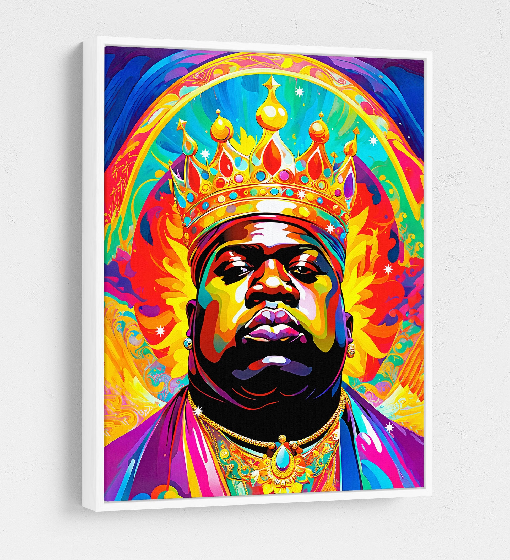 Notorious B.I.G. Canvas Wall Art, Abstract Biggie, Music Decor, Pop Decor White Floating Frame
