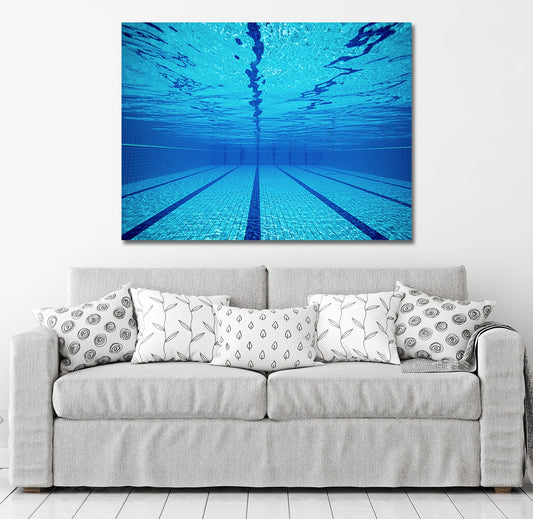 Swimming Pool Canvas Wall Art, Swimmers Gift, Under Pool Water, Swim Team Wall Art, Swim Team Art, Swimmers Wall Art Gift 48x32 inch