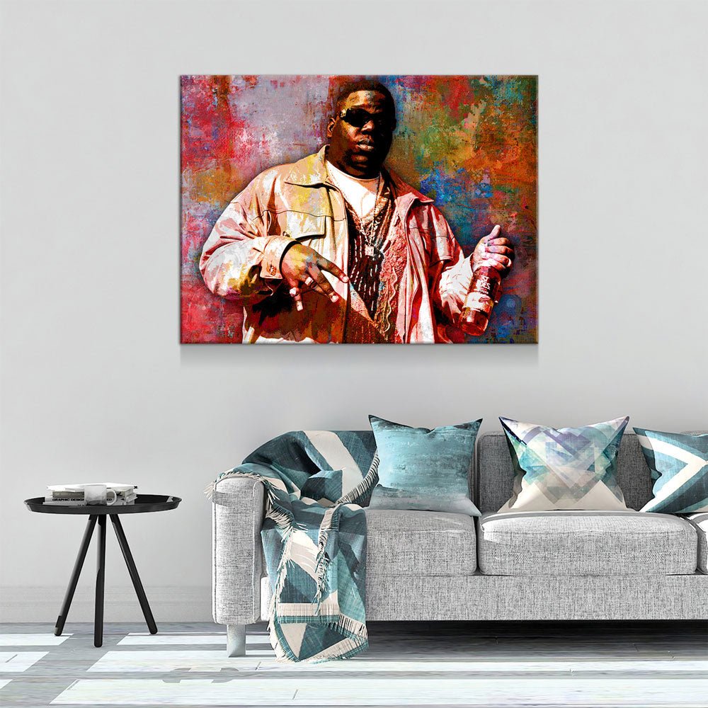 Abstract Biggie Canvas Wall Art, Notorious BIG, Biggie Smalls Wall Art, Biggie Smalls, Hip Hop Decor Gallery Wrap