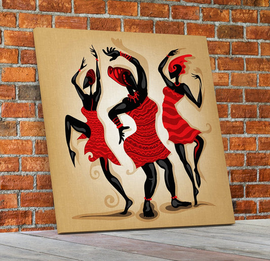 African Dancing Woman Art Framed Canvas Wall Art African Tribal Art African Decor