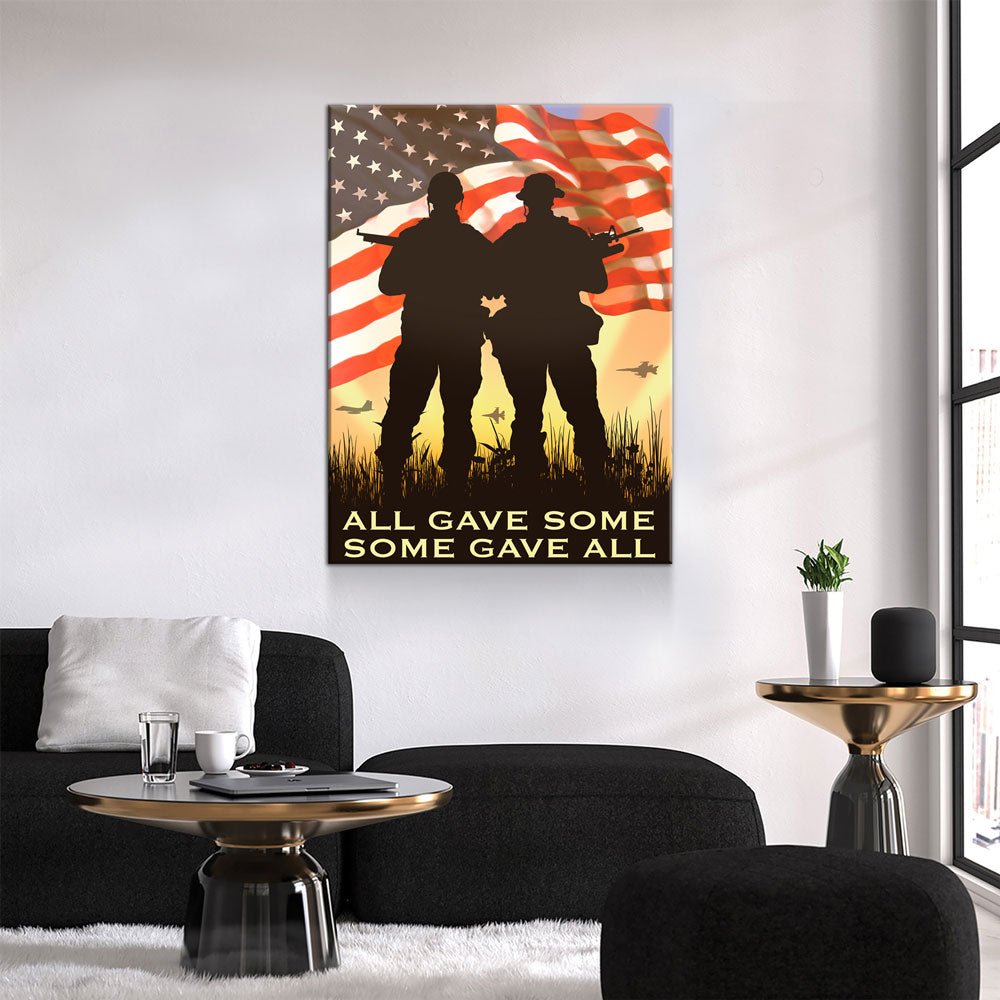 All Gave Some Some Gave All Canvas Wall Art, American Flag, Veteran Decor