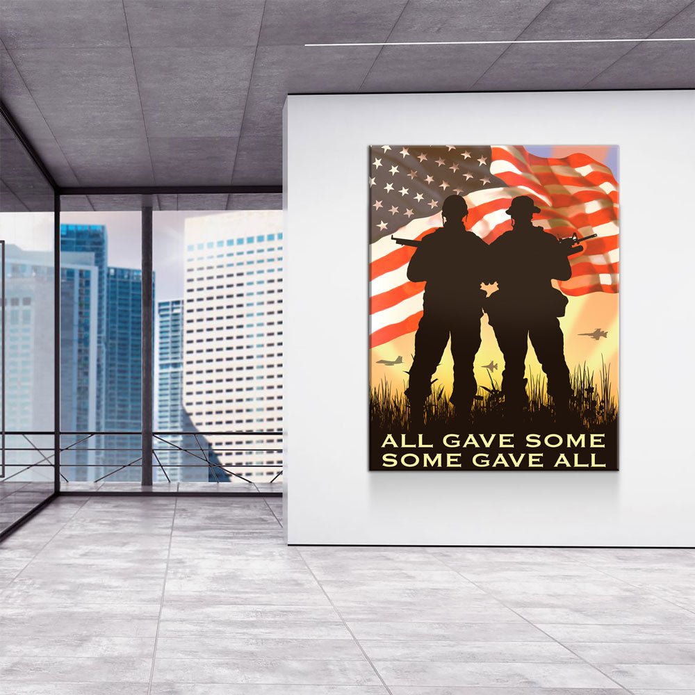 All Gave Some Some Gave All Canvas Wall Art, American Flag, Veteran Decor Gallery Wrap