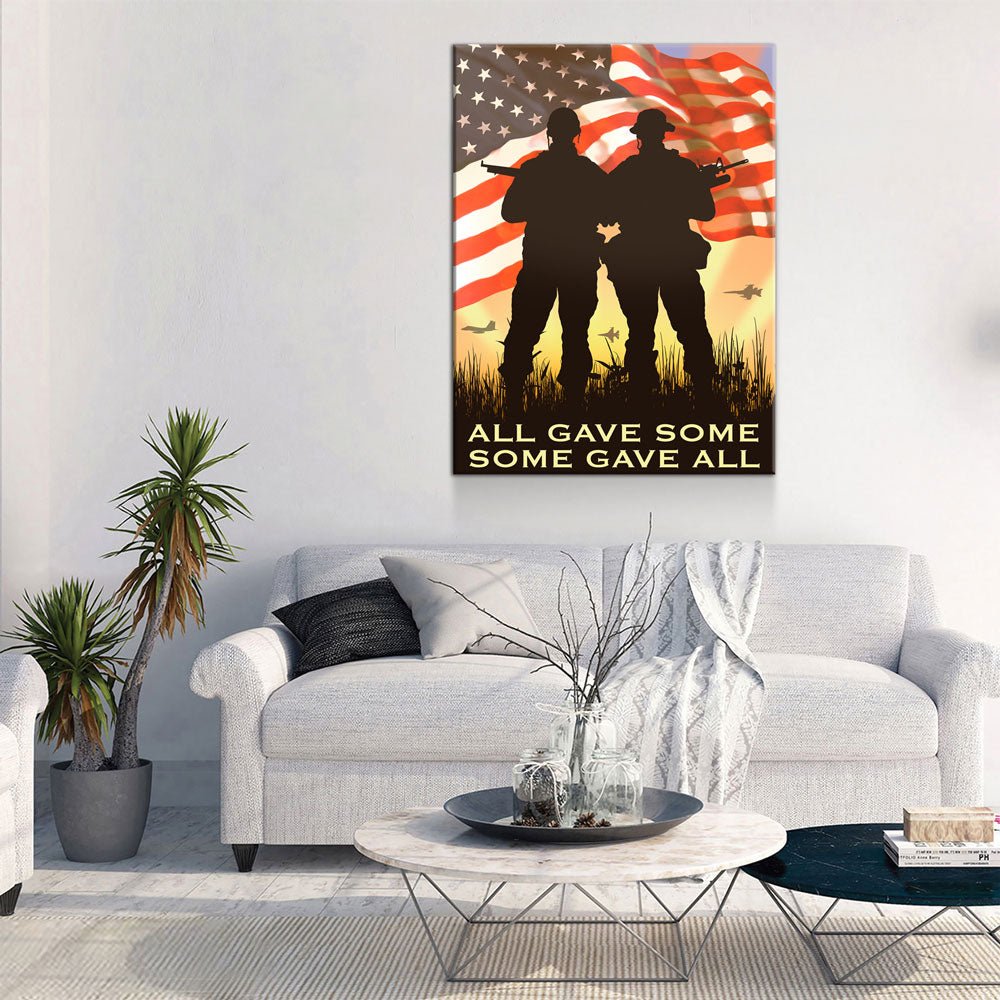 All Gave Some Some Gave All Canvas Wall Art, American Flag, Veteran Decor