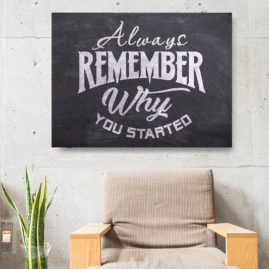 Always Remember Why You Started Framed Canvas Wall Art Motivational Wall Art 40x30 inch