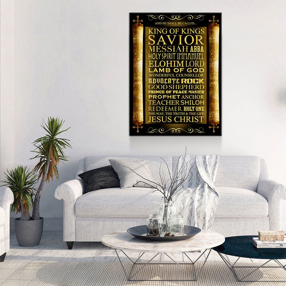 And He Shall Be Called King Of Kings Canvas Wall Art, Religious Decor Gallery Wrap