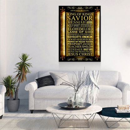 And He Shall Be Called King Of Kings Canvas Wall Art, Religious Decor Gallery Wrap