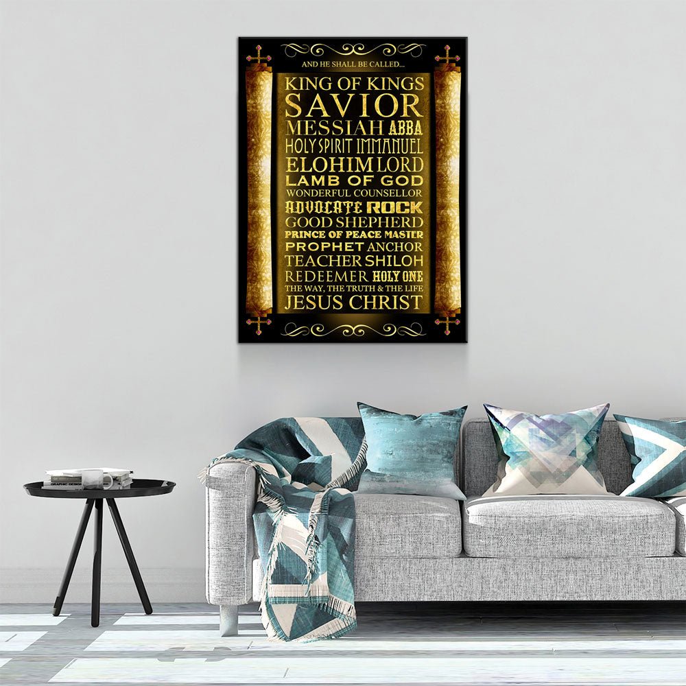 And He Shall Be Called King Of Kings Canvas Wall Art, Religious Decor