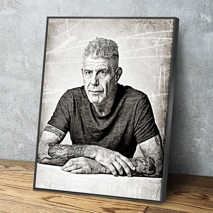 Anthony Bourdain Canvas Wall Art With Floating Frame