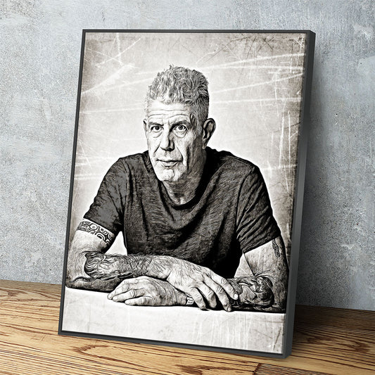Anthony Bourdain Canvas Wall Art With Floating Frame