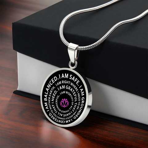 Image of I am safe. I am grounded. I am centered. I am balanced Mantra Necklace