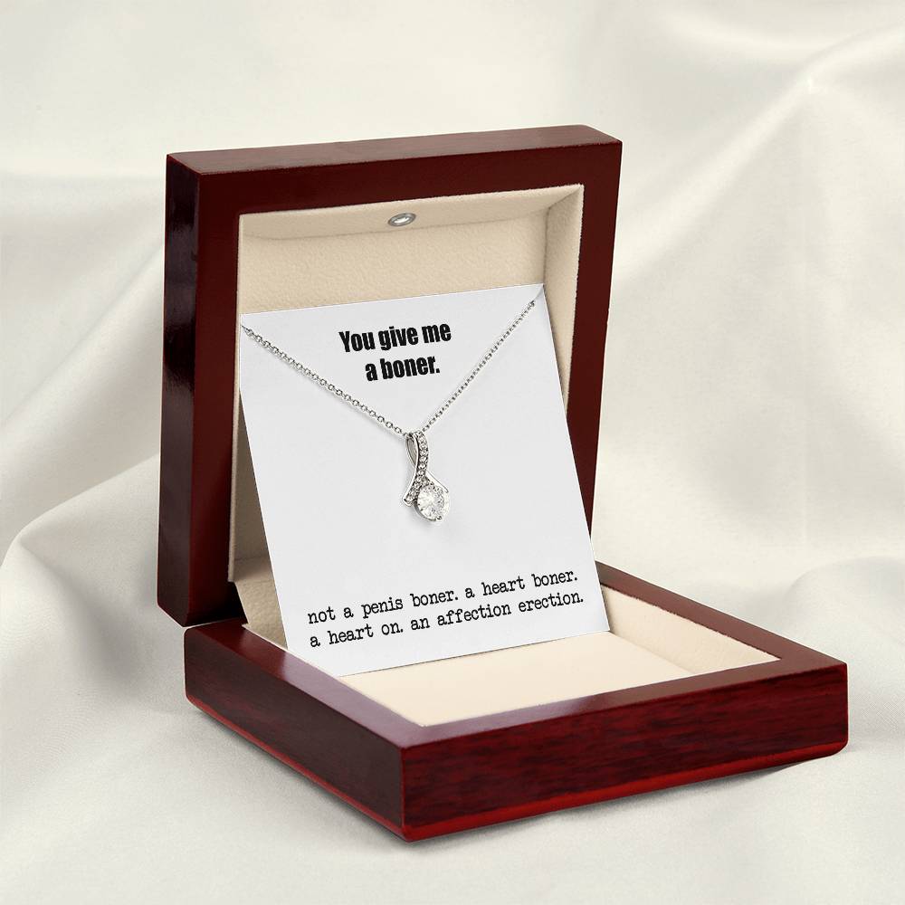 You Give Me A Heart Boner Necklace, An Affection Erection, Alluring Beauty Pendant Necklace, Funny & Sarcastic Love For Her, Mature Gift